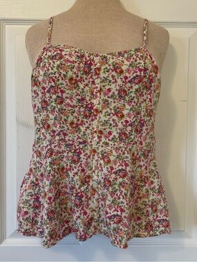Floral Button-Front Spaghetti Strap Camisole - Pink Floral